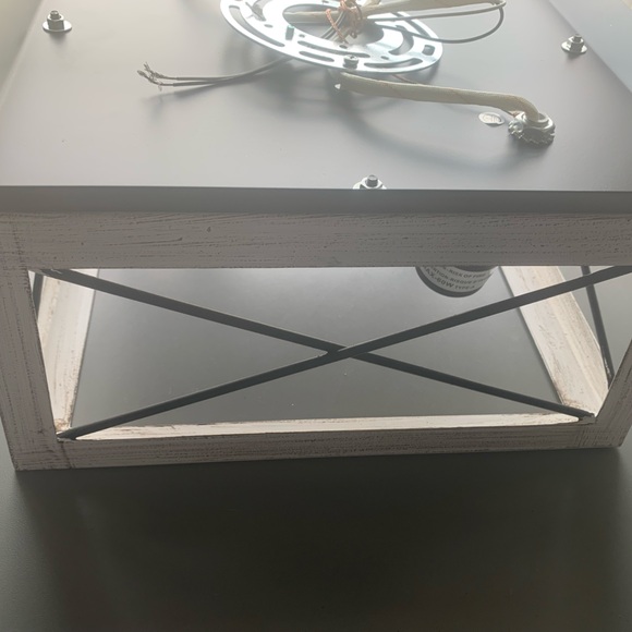 (1895) Farmhouse Pendant Light, 2 bulb in metal wire cage - Picture 4 of 10